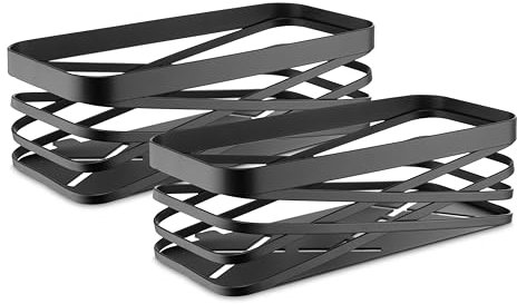 HOMELYN Duschablage ohne Bohren I Edelstahl I Modernes schwarzes Design I B22 cm x T10 cm x H7 cm I Klebepad-Befestigung, extrem hohe Tragkraft, sicherer Halt I Mit 5 Haken inkl. Rasiererhaken