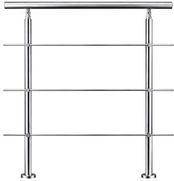 Garde-corps 80cm avec main courante, en acier inoxydable 201, pour intérieur et extérieur, garde-corps avec 3 traverses