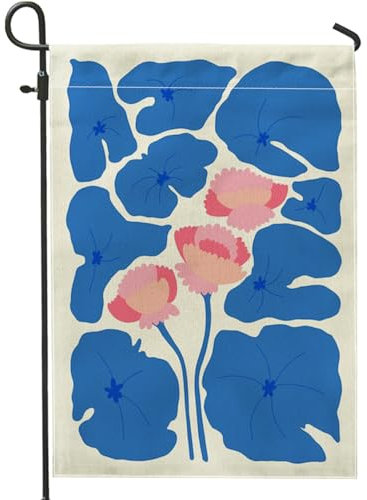 Bandera de jardín floral primavera verano flores de lirio azul, bandera de decoración del hogar, bandera de doble cara de arpillera, decoración exterior 30,5 x 45,7 cm