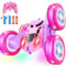 Ferngesteuertes Auto, 2.4Ghz Doppelseitig 360° drehbarer RC Crawler mit Scheinwerfern Radlichtern, 4WD Off Road Drift RC Auto Spielzeug Geschenke für Mädchen Jungen 6-12 Rosa Lila