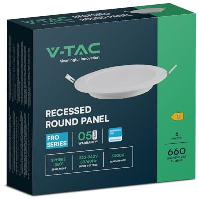 V-TAC LED Mini Panel - Samsung - Hintergrundbeleuchtung - IP20 - Weiß - 6W- 660 Lumen - 3000K