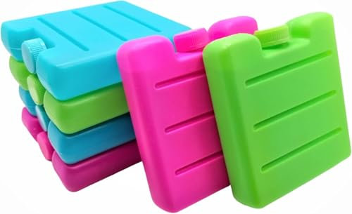 Generise Mini Freezer Blocks – 6 Pack (2 Blue, 2 Green, 2 Pink) – Reusable Ice Packs for Lunch Bags, Coolers & Travel