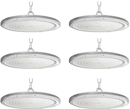 Fosingut LED UFO Industrielampe,200W Superhell Hallenstrahler UFO LED Werkstattlampe,6500K Kaltweiß IP65 Wasserdicht High Bay Licht Kronleuchter für Fabriken,Garage,Lagerhaus,Baustelle,Stadio-6pcs