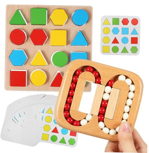 FRCOLOR Labyrinth-Spielzeug Mit Denksportaufgaben Für Erwachsene Geometrisches Muster-puzzlebrett Aus Holz Puzzlespiele Für Senioren Zur Kognitiven Stimulation Und Aktivitätsbrett Für