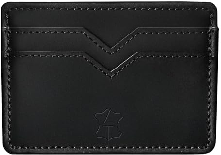 Kartenetui Leder Herren – besonders dünner Cardholder aus Echtleder, Slim Wallet in schwarz, Karten-Portmonnaie & Mini Portmonnaie, Kreditkartenetui (schwarz)