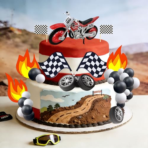 Dirt Bike Party Decorations Motorbike Cake Topper | Motocross Birthday Party Decorations Motorcycle Man Birthday for Dirt Bike Decor
