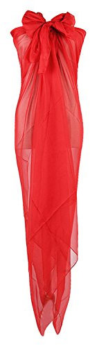 PB-SOAR XXL Damen Einfarbig Unifarben Sarong Pareo Strandtuch Wickelrock Wickeltuch, weich und leicht (Rot)