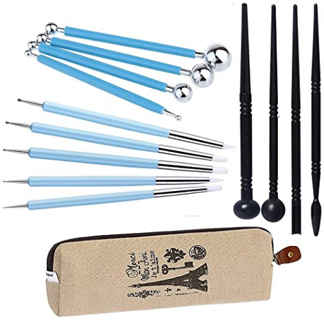 Mandala-Punktier-Malwerkzeuge, Polymer-Ton-Werkzeug, Ton-Modellierwerkzeug-Set enthält zwei Enden, Keramikwerkzeuge, Kugel-Eingabestift, Ton-Modellierwerkzeuge