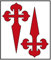 Artimagen Aufkleber, Kreuz, 2 Stück, 43 x 73 mm, Rot