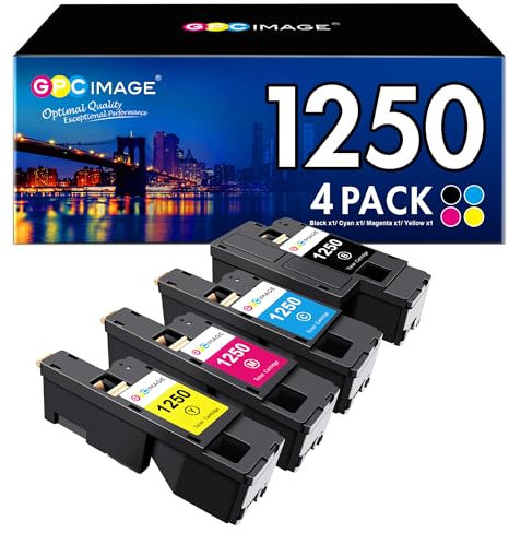 GPC IMAGE 1250 Toner Kompatible für Dell 1250c 1250 Multipack Druckerpatronen für C1765nfw C1765nf C1760nw 1350cnw 1355cn 1355cnw C1760 C1765 (4er-Pack, Schwarz Cyan Gelb Magenta)