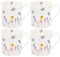 Lesser & Pavey Pretty Water Colour Busy Bees Design Fine China Mugs (Set of 4) 220 ml, Rose