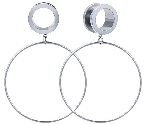 ZeSen Jewelry 6g-3/4 Ear Tunnel Roségold Creolen Ohrstöpsel Ear Gauges 316L Edelstahl Expander Dangle Gauges