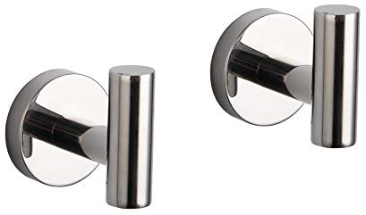 GERZWY AG-1107B-JG Handtuchhaken SUS 304 Edelstahl, Mantel-/Bademantel-Kleiderhaken für Bad, Küche, moderner Hotel-Stil, Wandmontage, 2 Stück, poliertes Chrom