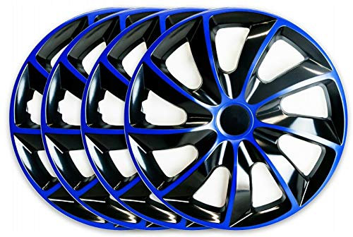 TEILE-24.EU Malinowski 4 x Radkappen 15 Radzierblenden Radblenden Satz 15 Zoll BLAU SCHWARZ Premium LINE NEU Art.Nr.Q15B