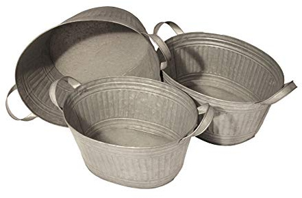Moritz Lot de 3 pots de fleurs décoratifs en zinc argenté pour l'extérieur et la maison