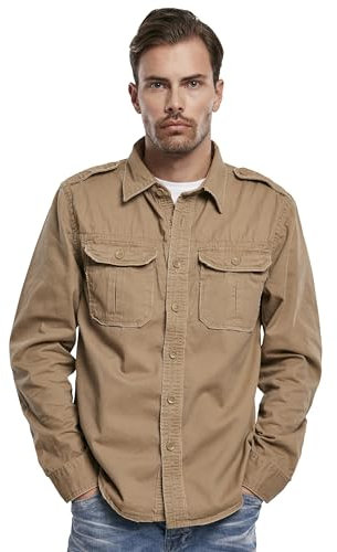 Brandit Vintage Shirt Long Sleeve, Uomo, Camel, 6XL
