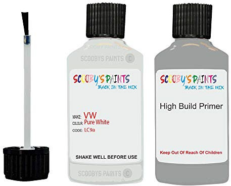 SCOOBYS PAINTS BACK IN THE MIX Compatible With Vw PURE WHITE LC9A Touch Up Paint With Anti Rust Primer