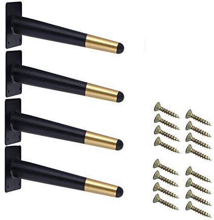 RENSHENKTO Oblique Metal Furniture Support Legs For Sofa Wrought Iron Coffee Table Black 4 Pcs