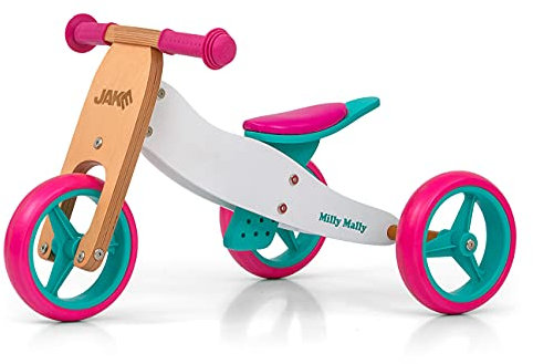 Milly Mally Jake Laufrad mit Zwei oder DREI Rädern Holzlaufrad von 1 bis 3 Jahren (Candy)