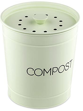 Navaris Cubo para Basura orgánica - Compost de Basura de 3 L con filtros - Contenedor para residuos de 19 x 20 CM - Tacho Vintage para Cocina - Menta