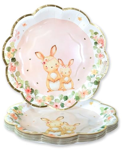 Kate Aspen Woodland Baby 28584NA Premium Deko-Pappteller, 17,8 cm, Rosa, 16 Stück