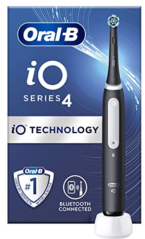 Oral-B iO4 Electric Toothbrush For Adults, 1 Toothbrush Head, 4 Modes With Teeth Whitening, UK 2 Pin Plug, Black