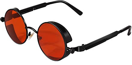 GQUEEN Retro Runde Steampunk Sonnenbrille Herren Damen UV400,MTS2