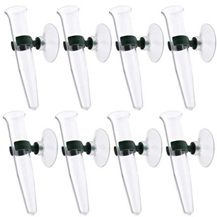 Sewroro Mini Blumenvase Mit Saugnapf 8Pcs Blütenwasserr?hrchen Blumenfl?schchen Wasserspeicherrohr Orchideenr?hrchen Saugschnalle mit Saugbecherblütenn?hrr?hrchen Glasvasen Für Spiegel