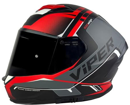 ViPER RSV255 Full Face Motorcycle Helmet - Motorbike Crash Racing Helmet with Internal Sun Visor - Road legal Men's & Women's Motorbike Helmets ECE22.06 & ACU Gold Approved