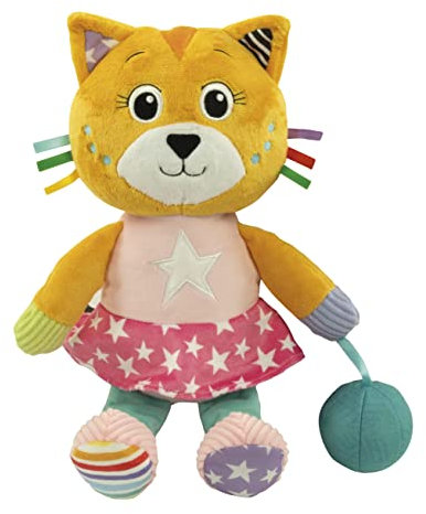 Clementoni - 17762 - Peluche Chat - Katy The Kitty - Peluches Bébé, Cadeau Naissance, Jouet D'Éveil Éducatif, Bébé Jouet 0 Mois, Jeu Premier Âge, 100% Lavable en Machine