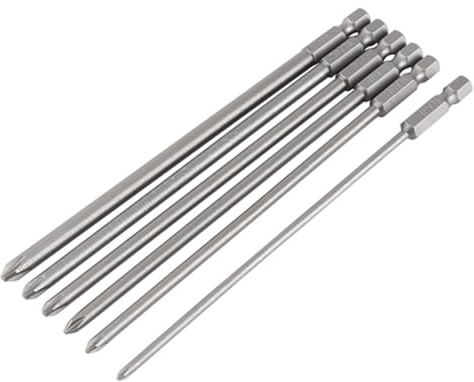 Lot de 6 embouts de tournevis cruciformes magnétiques PH1 PH2 150 mm pour tournevis manuel et visseuse électrique tige 1/4 pouce compatibles avec outils professionnels
