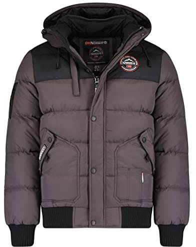 Geographical Norway Volva Men - Herren Daunenjacke Steppjacke Winter Herbst - Warm Gefütterter Mantel - Windschnittige Jacke Langen Ärmeln - Ideal Geschenk Männer (Dunkelgrau XL)