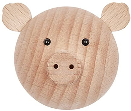 OYOY Mini - Wandhaken aus Holz Ferkel - Garderobenhaken Garderobe für Kinder/Kinderzimmer - 5,5 x 5 x 5cm