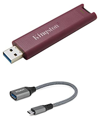Kingston DataTraveler Max Type-A 1TB High Performance USB Flash Drive Bundle with USB-C Adapter (2 Items)