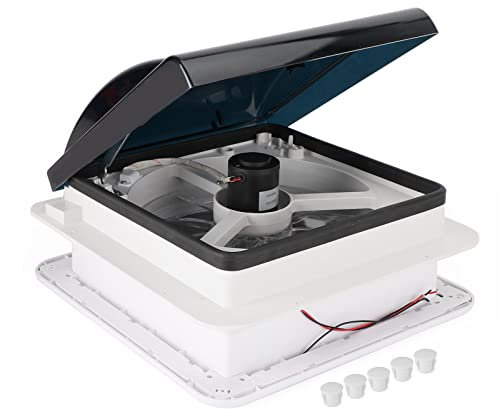 Areyourshop 14 RV Caravan Roof Vent Manual RV Camper Fan 12V Skylight With LED Light 12V Super Silent Motorhome Vent Fan Accessories