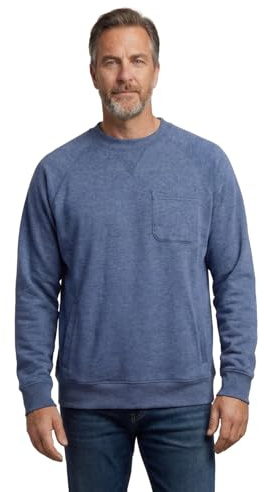 Turtle Bay New York Men’s Fleece Sweatshirt – 3 Pocket Design with Raglan Sleeves, Tagless Neck Blue Heather/L
