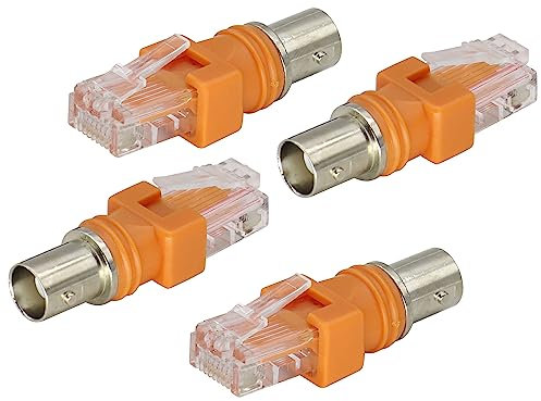 AAOTOKK BNC Hembra to RJ45 Macho,Conector Concéntrico de Radiofrecuencia 50 Ohm Acoplador Monitoreo Periféricos informáticos(no para Transmisión de Señal de vídeo)(4-Unidades/BNC a RJ45)