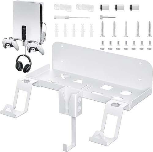 zerotop PS5 Wandhalterung PS5 Halterung Wand mit 2-in-1-Magnetladekabel für Playstation 5 Disc und Digitale, Wandhalterung Set für PS5 Controller mit abnehmbarem Controller Halter Kopfhörer Aufhänger