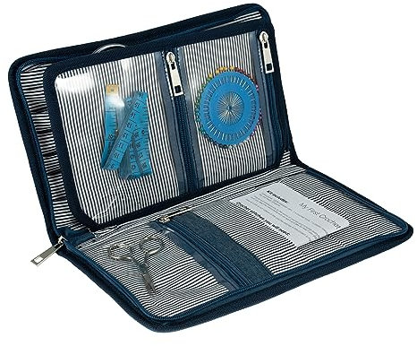Milward Nur austauschbares Nadeletui, Taschen für Nadeln, Häkelnadeln, Zubehör, 100% Baumwolle, Hartschalen-Etui mit Reißverschluss, Denim, Blau