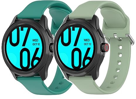 JYMYI 2Pcs Correas de Reloj Inteligente para Ticwatch Pro 5 Strap, 24mm Soft Silicona Deportiva Brazalete Pulsera de Repuesto, Armband de Muñeca para Ticwatch Pro 5/iTouch Air 3 Correa (verde verde)