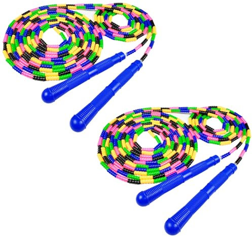 Lot de 2 cordes à sauter de 4,8 m de long, double corde à sauter hollandaise segmentée en plastique, corde à sauter souple pour enfants et adultes