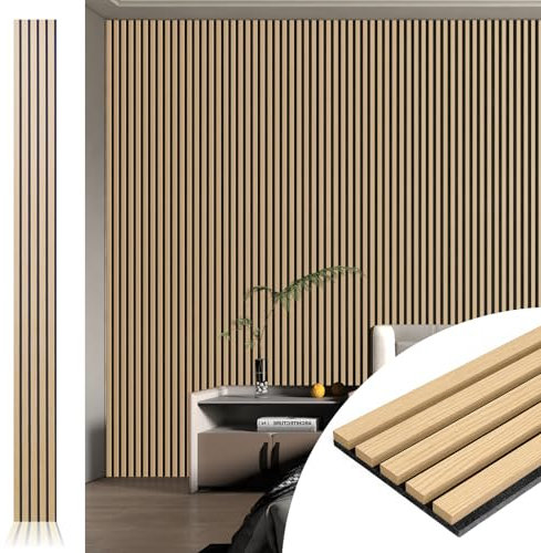 Art3d 4 Stück 272 x 20 cm Lamellen Akustikpaneel für Wand und Decke 3D geriffelte schallabsorbierende Platte mit Holz-Finish Eiche