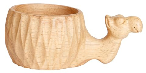 OYL Taza creativa de madera en forma de camello, taza de madera Kuksa hecha a mano, regalos para los amantes de los camellos de los animales