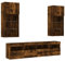 vidaXL Wohnwand 5-TLG., Schrankwand mit viel Stauraum, Anbauwand mit LED-Beleuchtung, Wandmontage Fernsehschrank Wohnzimmer Set Schrank, Räuchereiche Holzwerkstoff