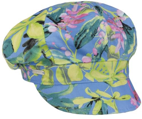 Seeberger Colour Flowers Ballonmütze Schirmmütze Schildmütze Baumwollcap Baker-Boy-Mütze Newsboy Cap (One Size - blau)