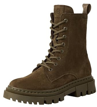 Tamaris Damen Stiefelette Leder Blockabsatz Wechselfußbett; OLIVE, EU 39