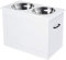 PawHut Gamelles Chiens surélevées gamelle Double Chien Chat Porte-gamelles surélevé dim. 60L x 30l x 41H cm 2 gamelles 2L poignées Coffre Bois Blanc