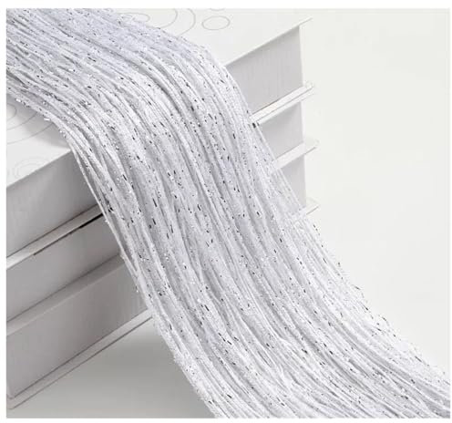 Wisafory Rideau à fils scintillants - Rideau anti-mouches - Séparateur de pièce - Rideau à franges - Décoration pour porte, fenêtre et maison - 100 x 200 cm - Blanc