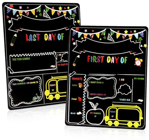 Tafel für Den Ersten Schultag, Erste und letzte Schultafel Doppelseitig Tafelschilder für Den Ersten und Letzten Schultag Wiederverwendbar Schild Schulbeginn Schulanfangsbedarf für Kinder