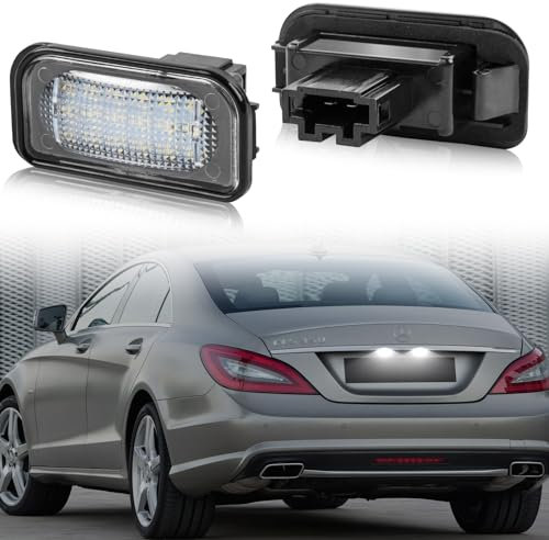 POPMOTORZ LED Kennzeichenbeleuchtung, LED Nummernschildbeleuchtung mit Canbus Fehlerfrei 2835 SMD für Mercede-s Benz C-CLASS W203 limousine Sedan 2001-2007 SL-CLASS R230 CLD-CLASS W209, 2 Stück